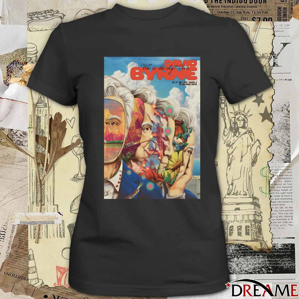 Poster David Byrne Tour Chicago On October 31-November 1 2025 The Auditorium Theatre t-shirt