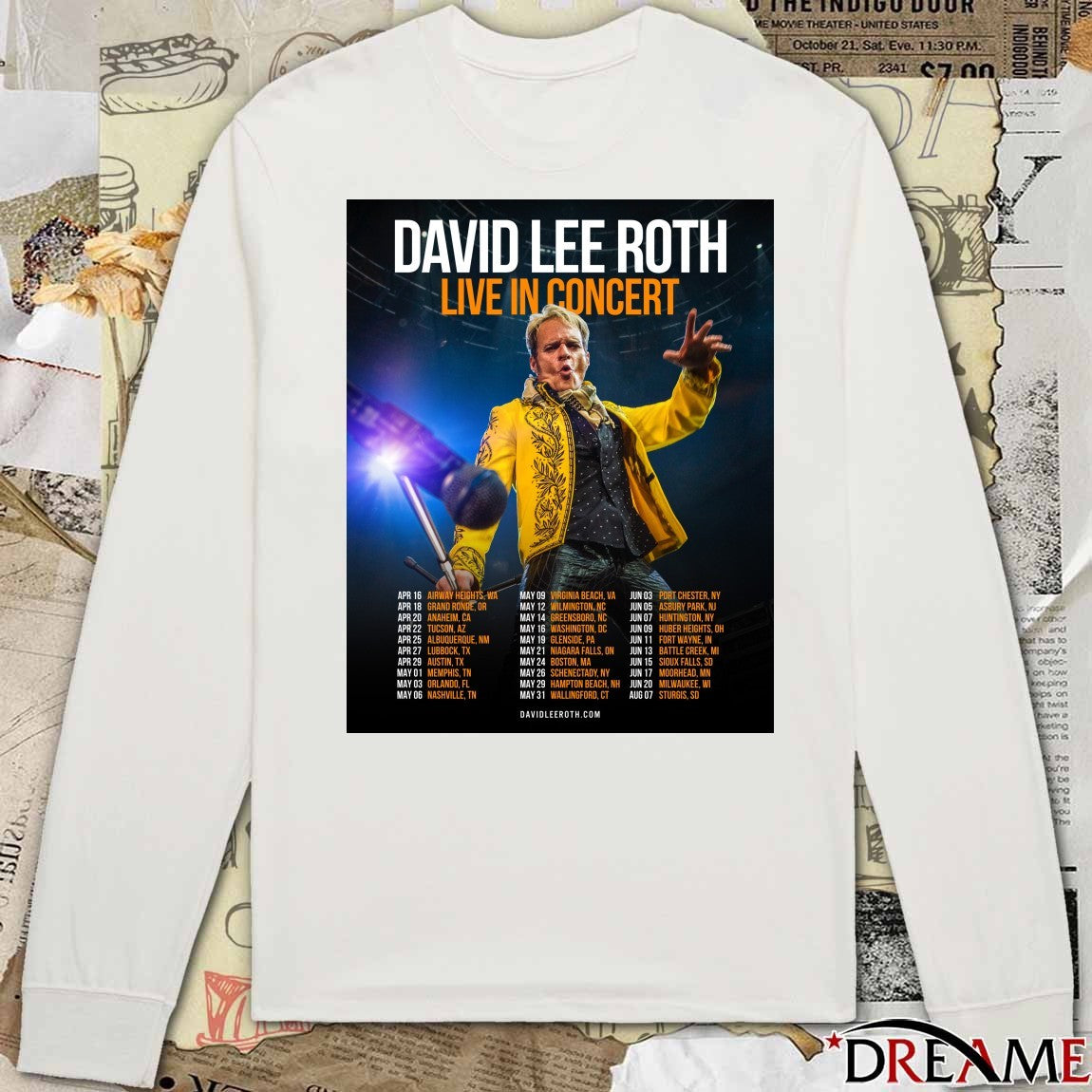 Poster David Lee Roth Live In Concert 2026 Norrth America Schedule t-shirt