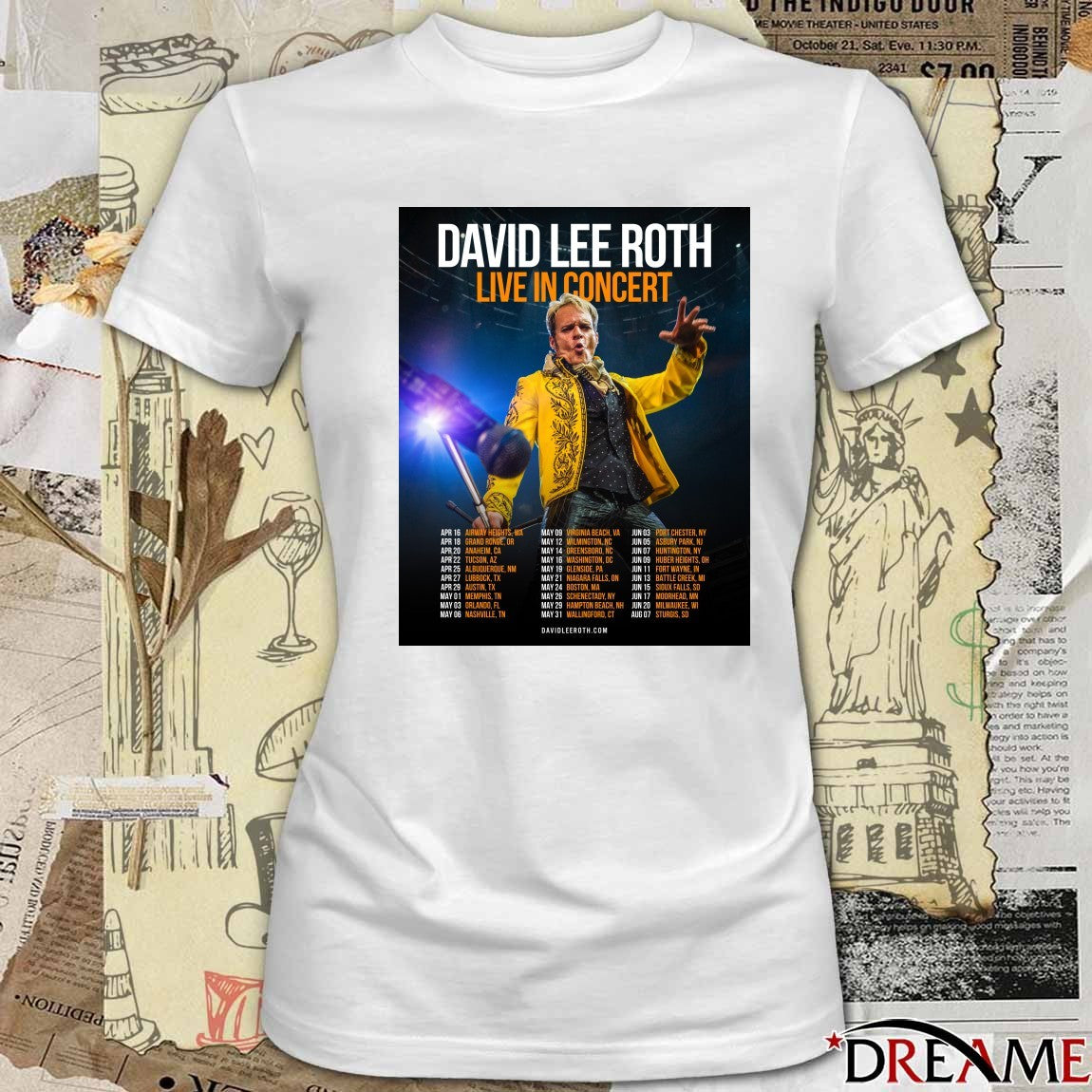 Poster David Lee Roth Live In Concert 2026 Norrth America Schedule t-shirt
