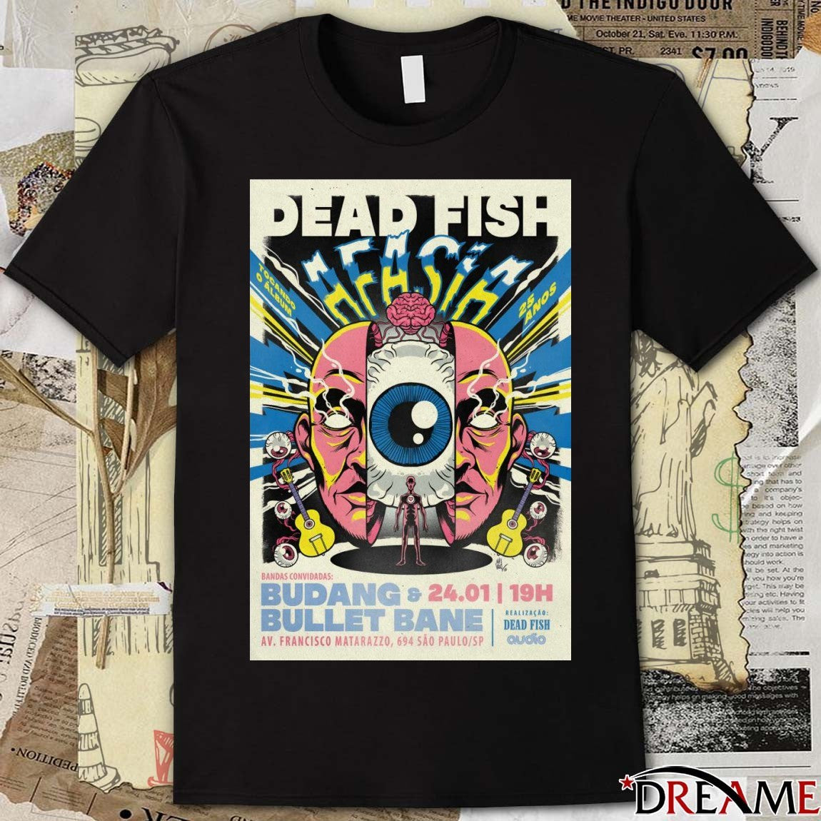 Poster Dead Fish January 24 2026 Audio in São Paulo Brazil t-shirt