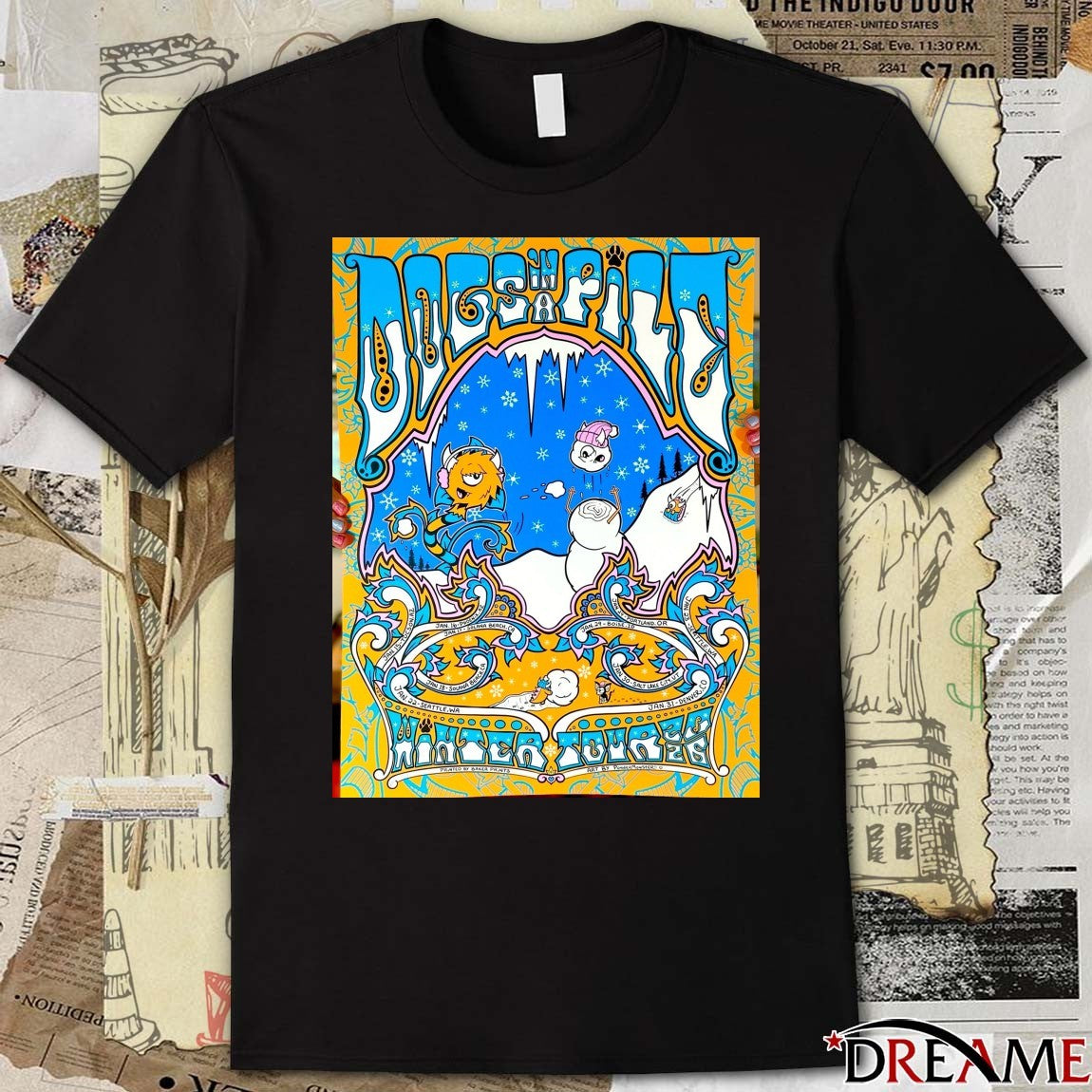 Poster Dogs In A Pile Winter January 15 – 31 2026 Tour t-shirt