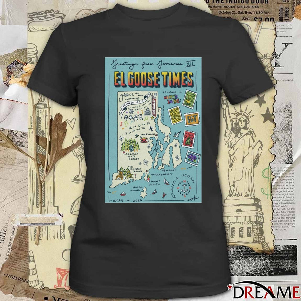Poster El Goose Times 12.13.2025 Amica Mutual Pavilion t-shirt