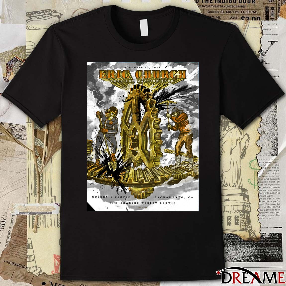 Poster Eric Church Free The Machine Tour November 13 2025 At Golden 1 Center Sacramento CA Show t-shirt