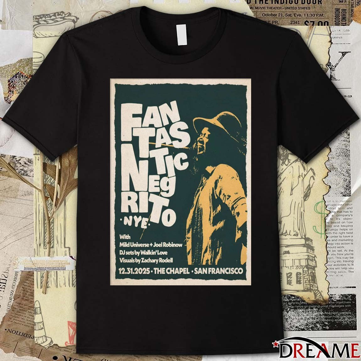 Poster Fantastic Negrito December 31 2025 The Chapel San Francisco CA t-shirt