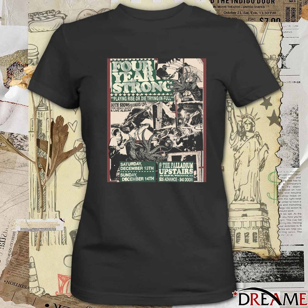 Poster Four Year Strong December 13-14 2025 The Palladium Upstairs Worcester MA t-shirt
