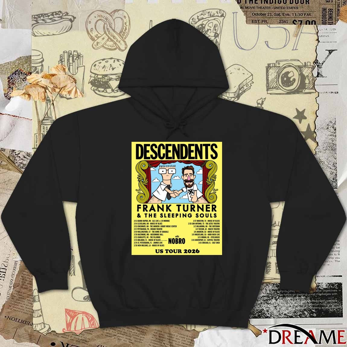 Poster Frank Turner and the Descendents US Tour 2026 The Sleeping Souls With Nobro t-shirt