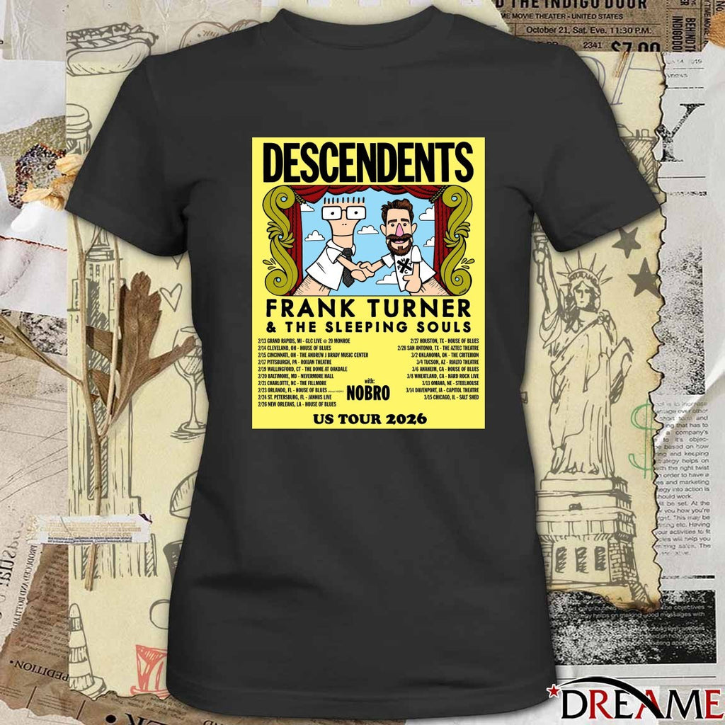 Poster Frank Turner and the Descendents US Tour 2026 The Sleeping Souls With Nobro t-shirt
