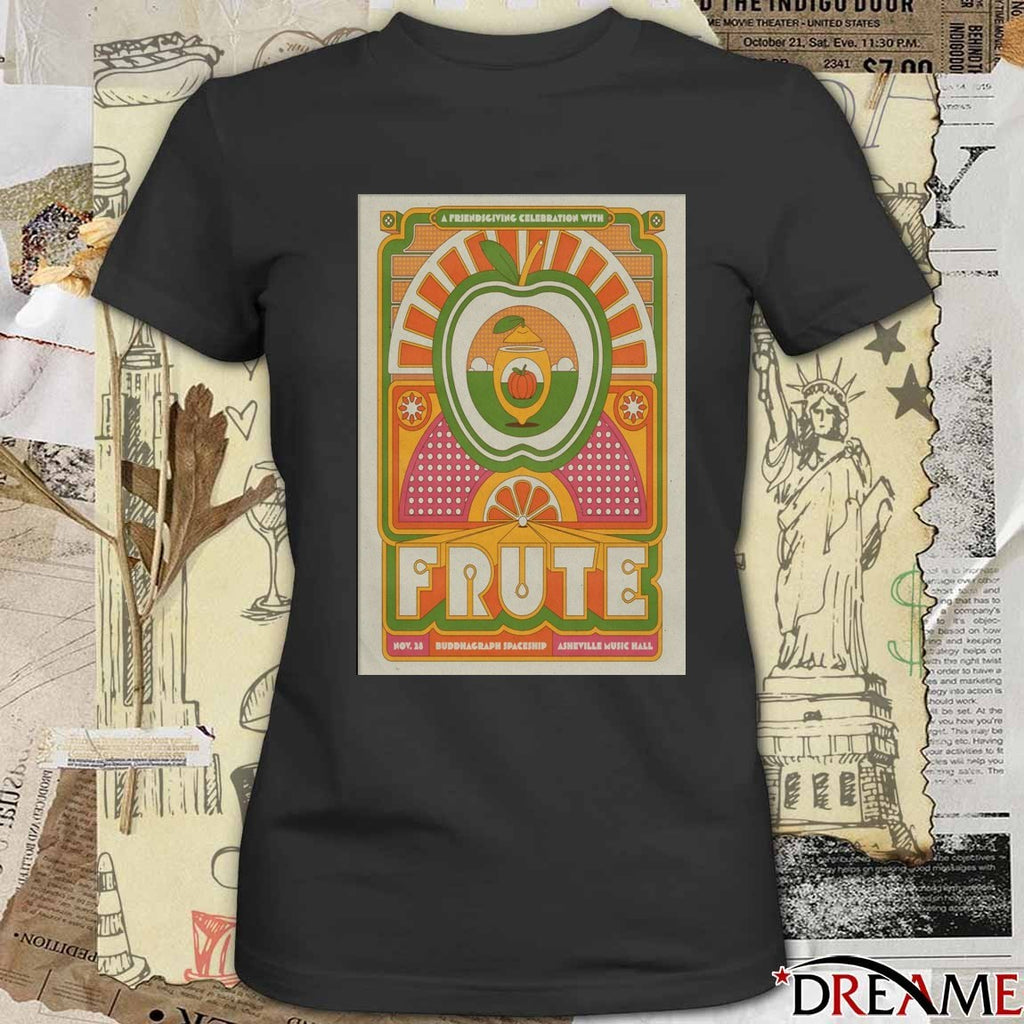 Poster Fruit Buddha Raph Spaceship Asheville Music Hall NC November 28 2025 t-shirt