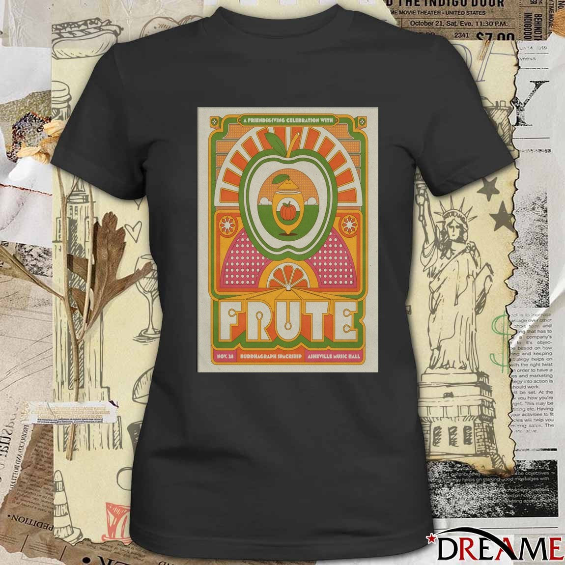 Poster Fruit Buddha Raph Spaceship Asheville Music Hall NC November 28 2025 t-shirt