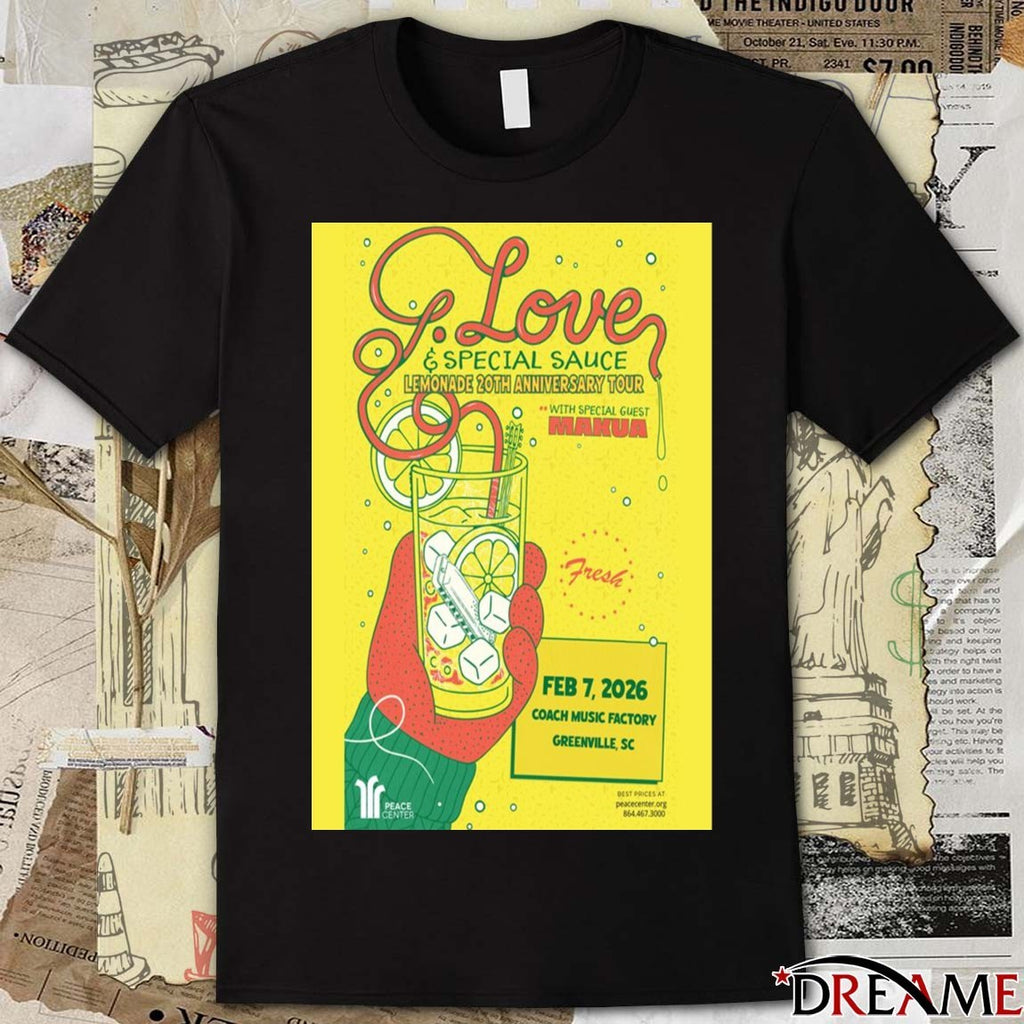 Poster G.Love Special Sauce February 7 2026 Coach Music Factory Greenville, SC Concert t-shirt