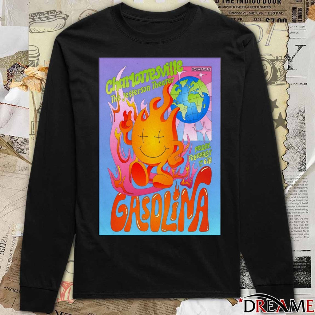 Poster Gasoline Party Jefferson Theater In Charlottesville VA February 6 2026 t-shirt