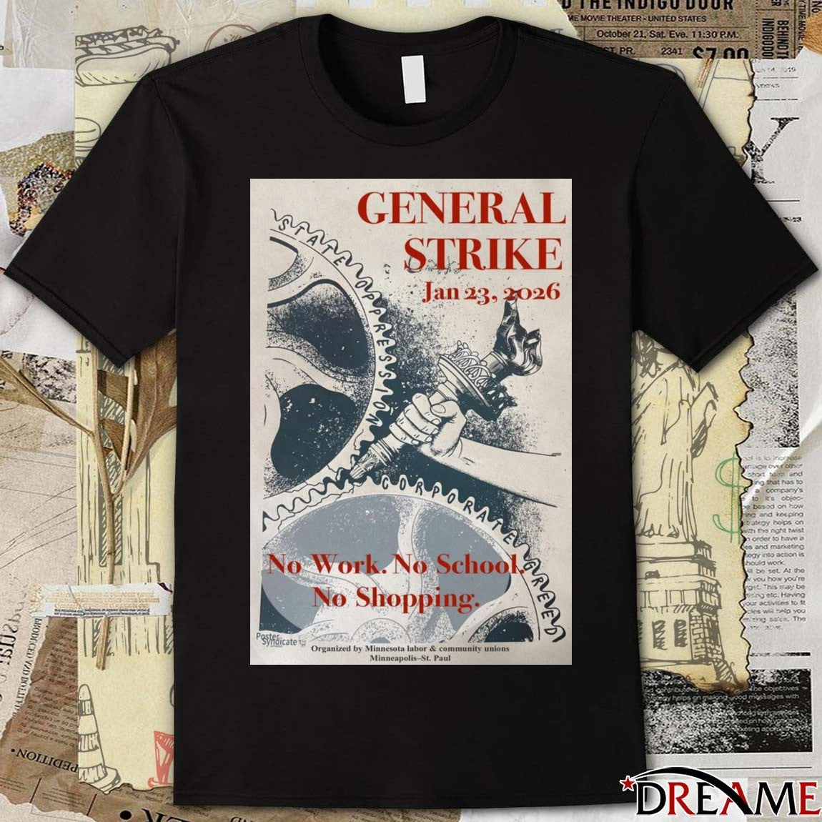 Poster General Strike January 23, 2026 Minneapolis St. Paul t-shirt