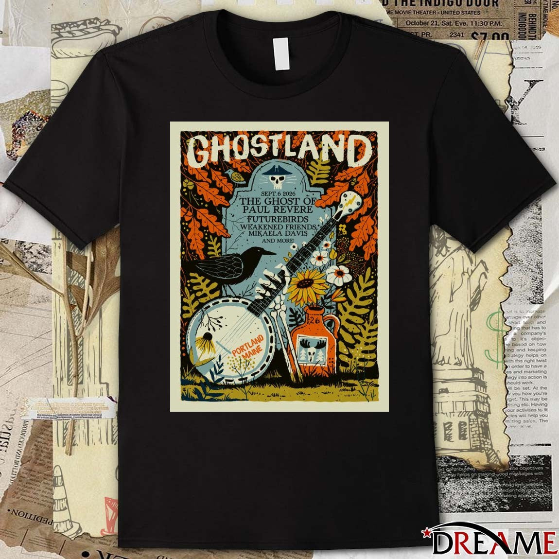 Poster Ghostland September 6 2026 The Ghost Of Paul Revere Portland Maine t-shirt