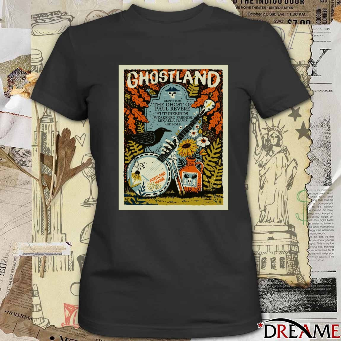 Poster Ghostland September 6 2026 The Ghost Of Paul Revere Portland Maine t-shirt