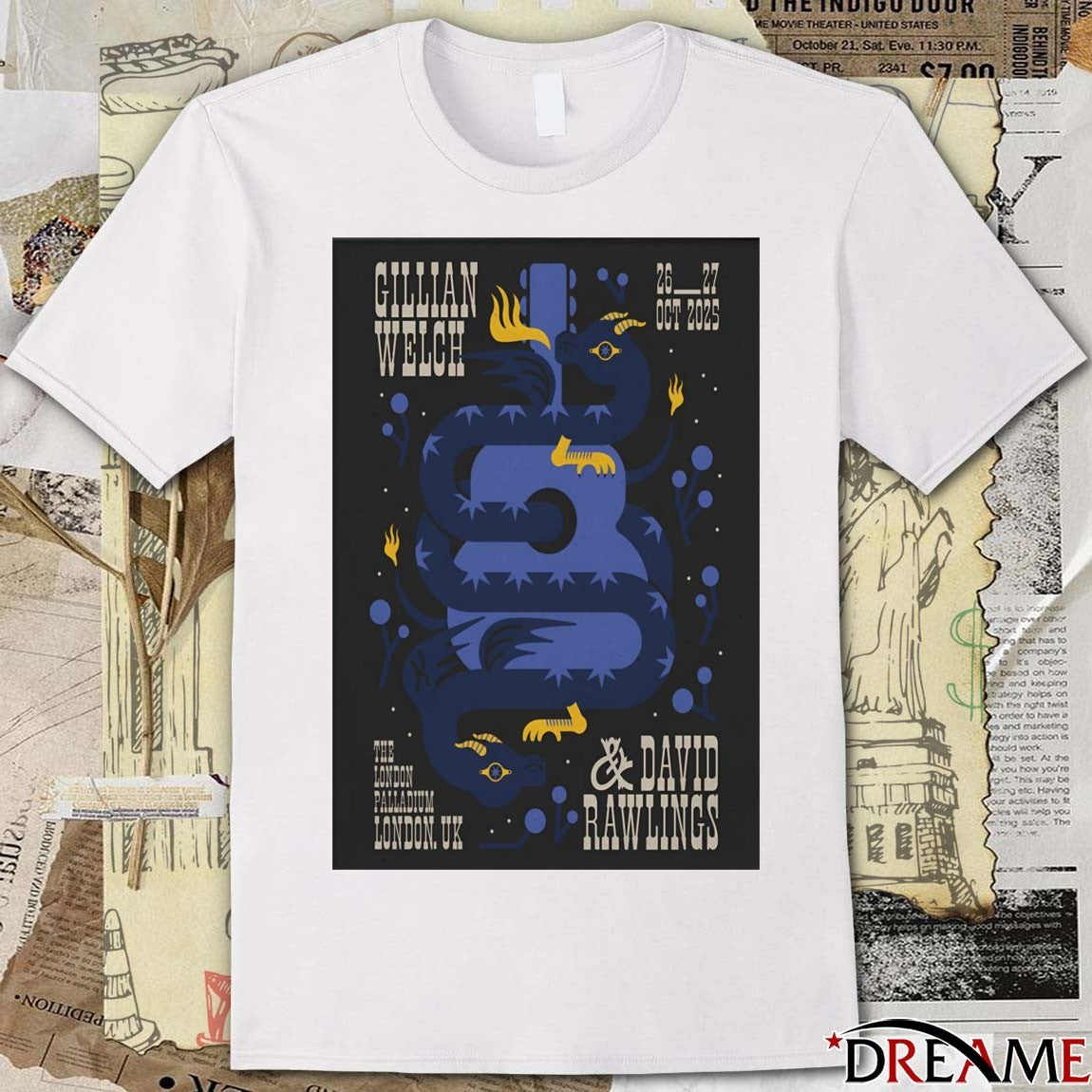 Poster Gillian Welch And David Rawlings October 26-27 2025 The London Palladium Event t-shirt