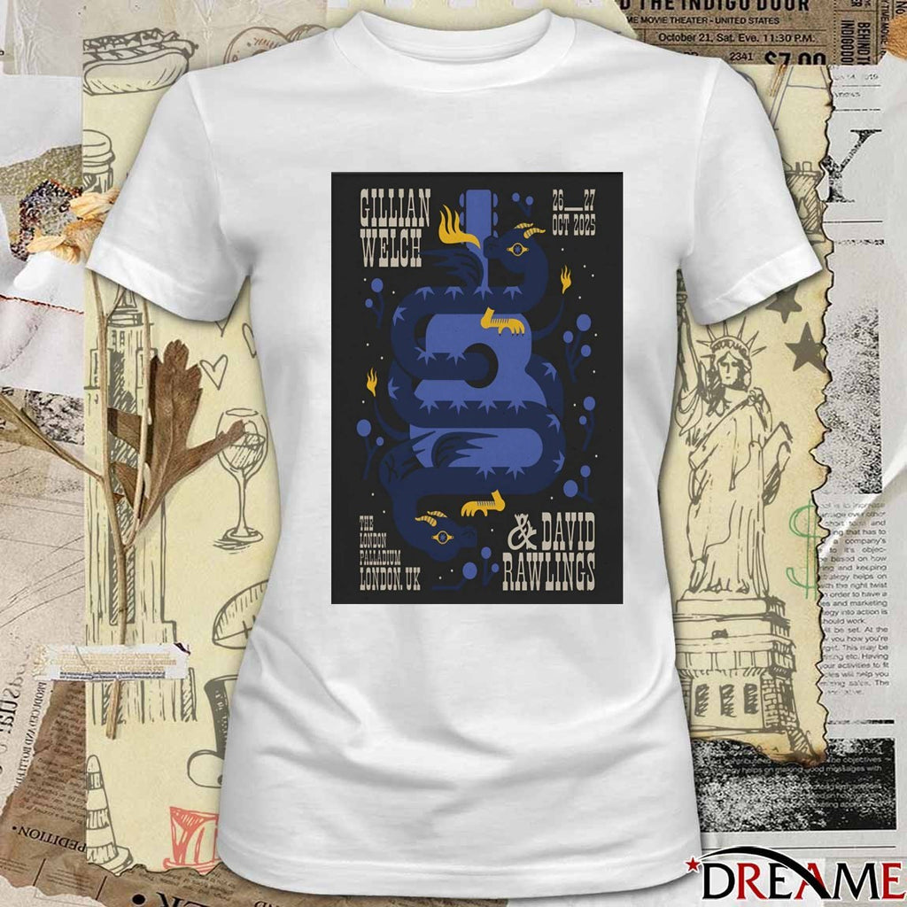Poster Gillian Welch And David Rawlings October 26-27 2025 The London Palladium Event t-shirt
