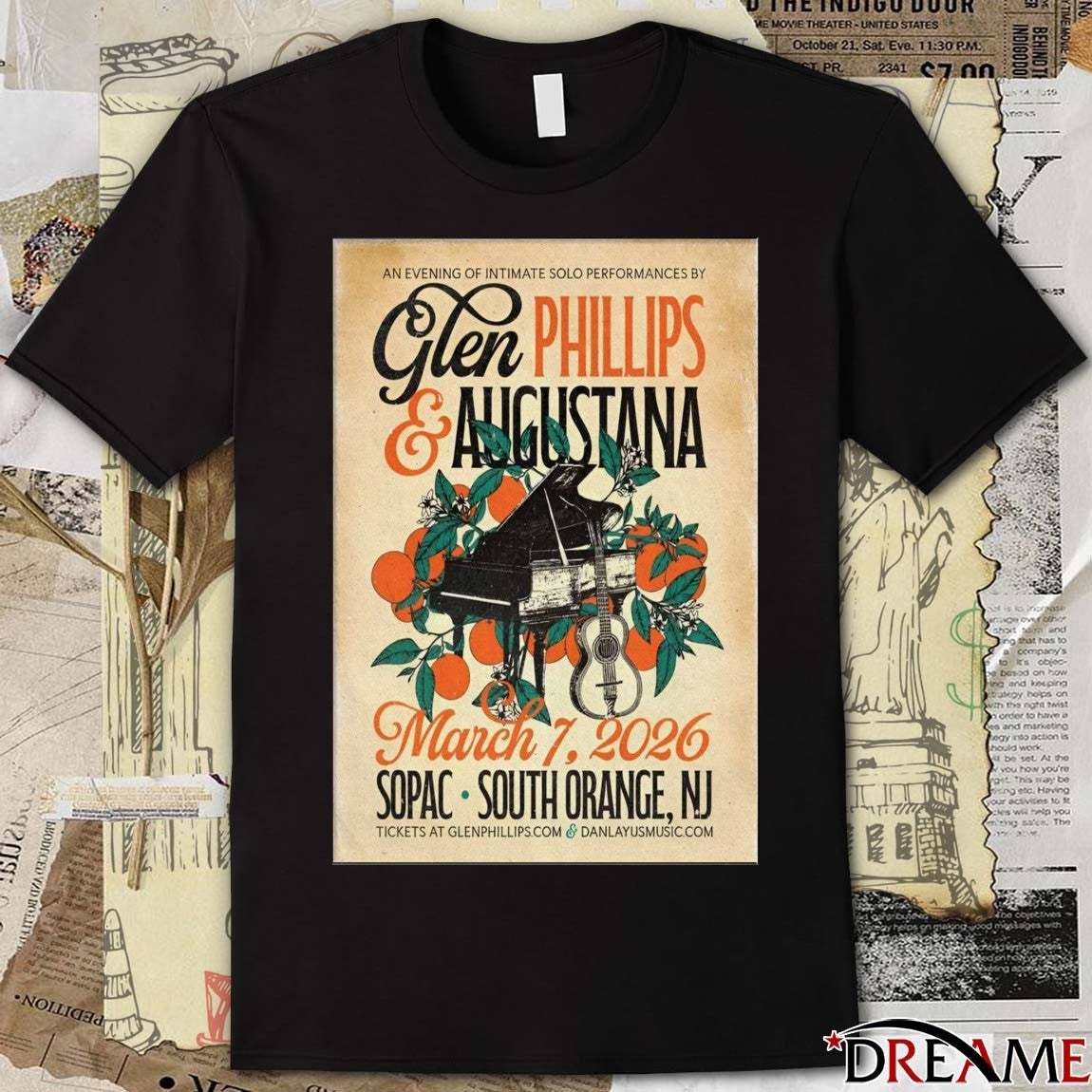 Poster Glen Phillips And Augustana SOPAC In South Orange NJ March 7 2026 t-shirt