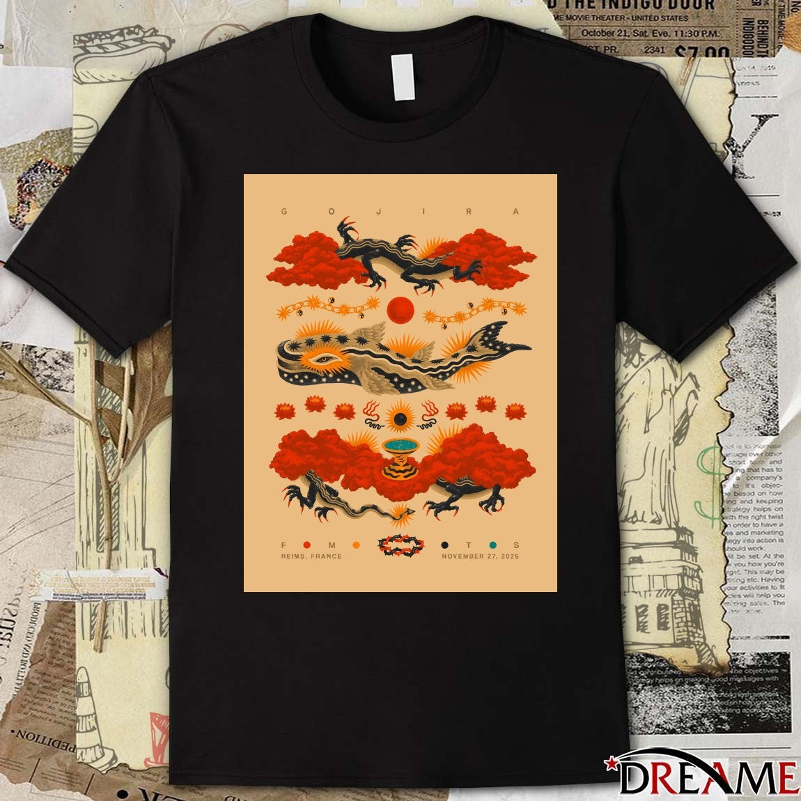 Poster Gojira November 27 2025 Reims Arena in Reims France t-shirt