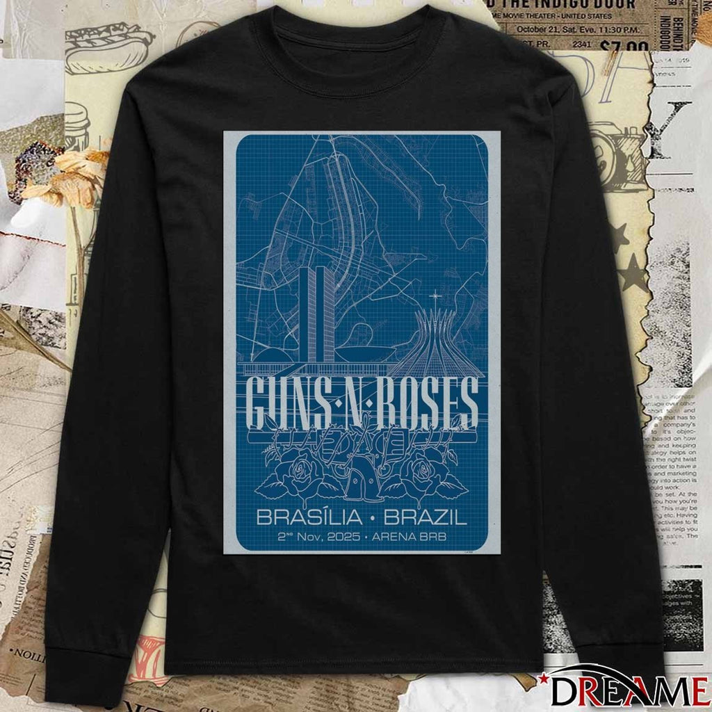 Poster Guns N’ Roses November 2nd 2025 Brasília Brazil Arena BRB Tour t-shirt