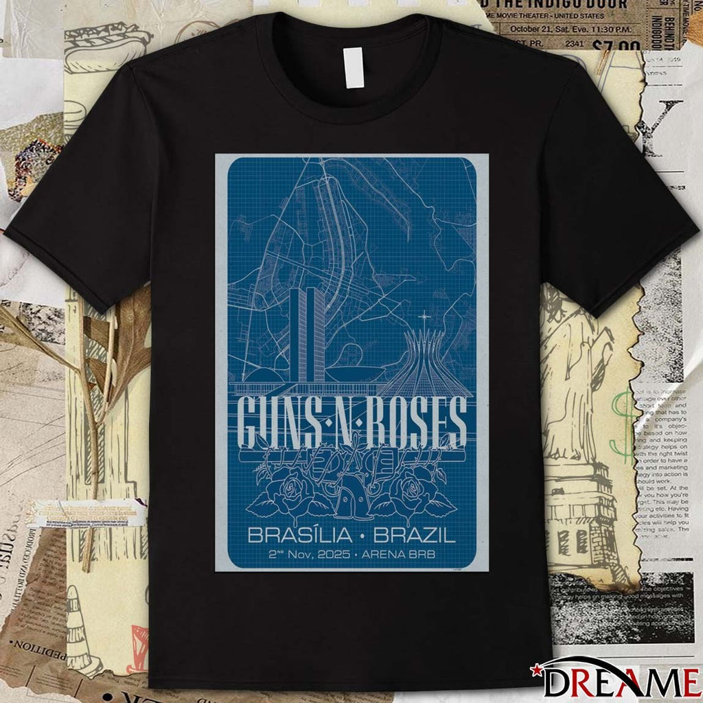 Poster Guns N’ Roses November 2nd 2025 Brasília Brazil Arena BRB Tour t-shirt