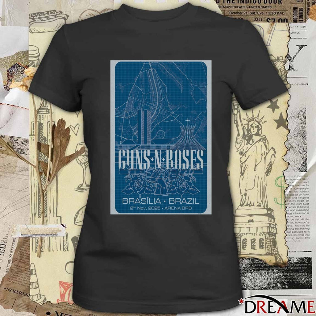 Poster Guns N’ Roses November 2nd 2025 Brasília Brazil Arena BRB Tour t-shirt