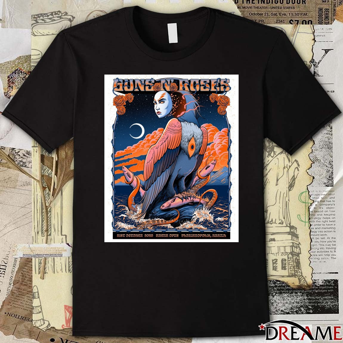 Poster Guns N’ Roses October 21 2025 Arena Opus Florianópolis Event t-shirt
