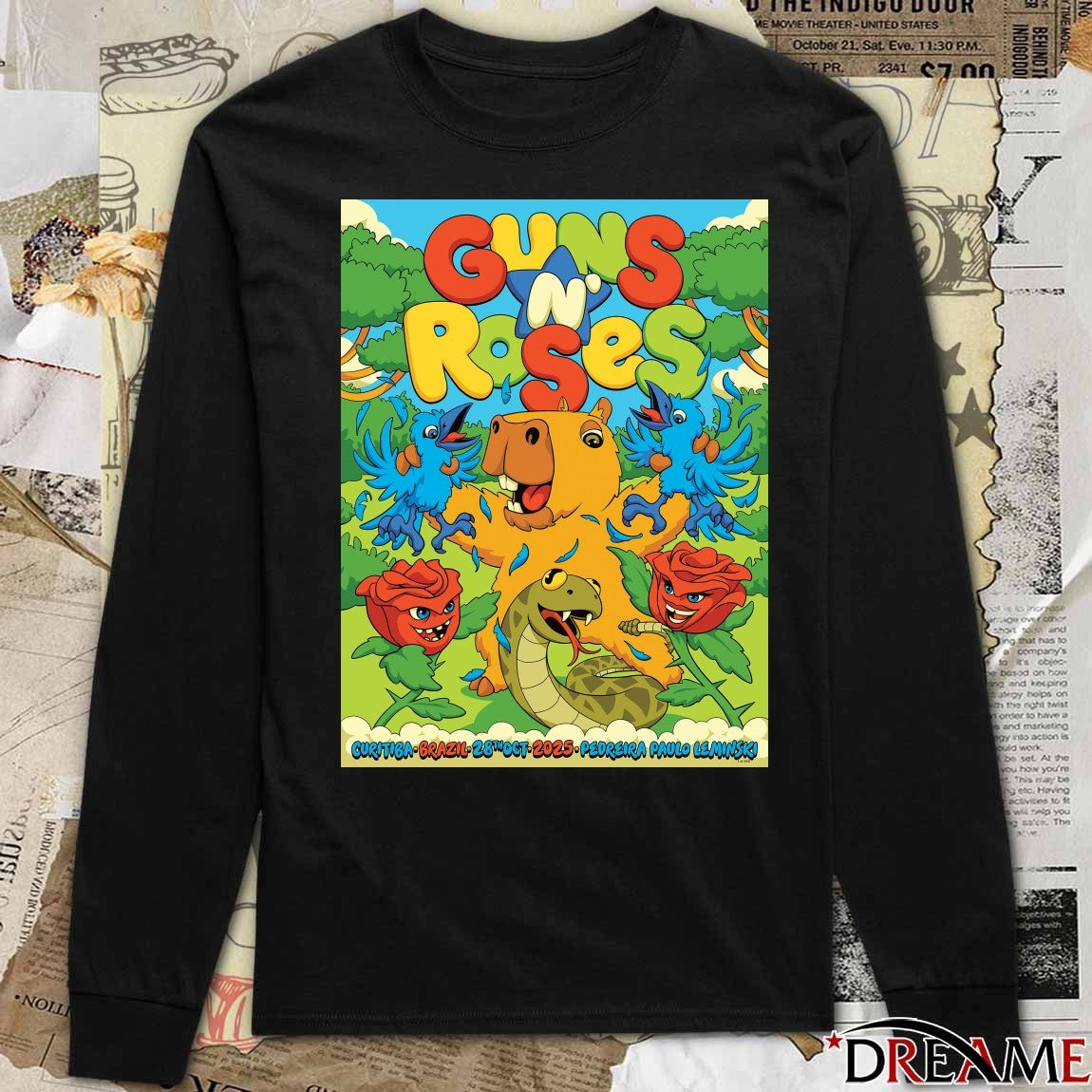 Poster Guns N’ Roses October 28 2025 Pedreira Paulo Leminski Curitiba Brazil t-shirt