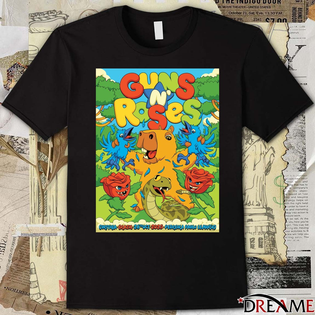 Poster Guns N’ Roses October 28 2025 Pedreira Paulo Leminski Curitiba Brazil t-shirt