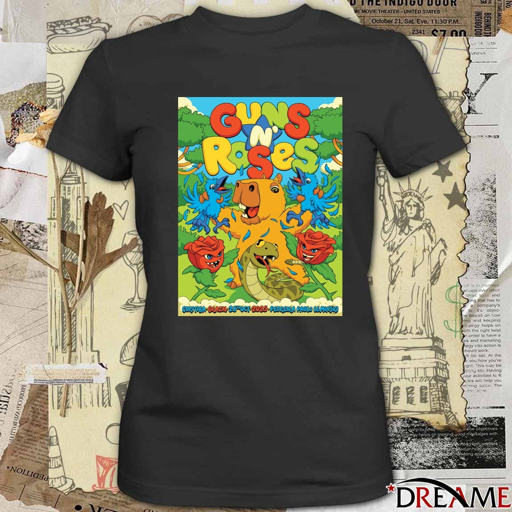 Poster Guns N’ Roses October 28 2025 Pedreira Paulo Leminski Curitiba Brazil t-shirt