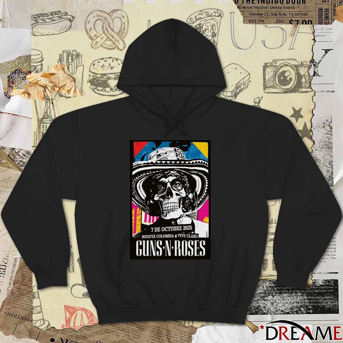 Poster Guns N’ Roses October 7 2025 Bogotá, Colombia Vive Claro t-shirt