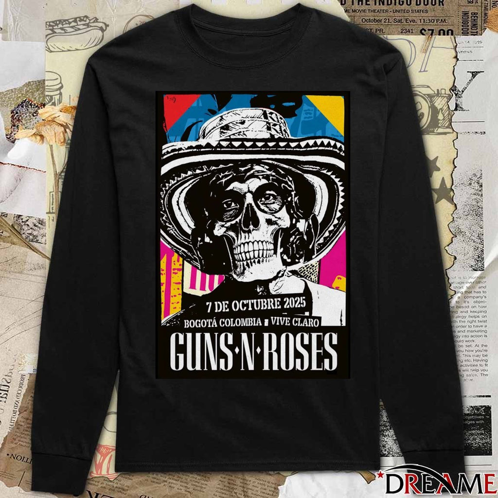 Poster Guns N’ Roses October 7 2025 Bogotá, Colombia Vive Claro t-shirt