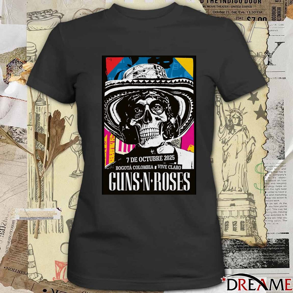 Poster Guns N’ Roses October 7 2025 Bogotá, Colombia Vive Claro t-shirt