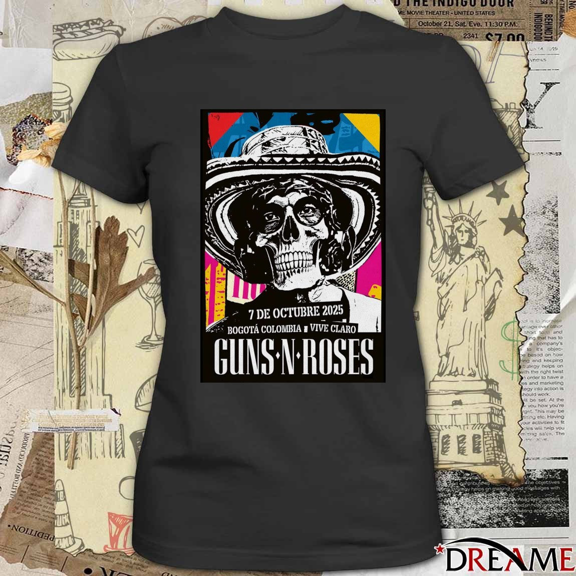 Poster Guns N’ Roses October 7 2025 Bogotá, Colombia Vive Claro t-shirt