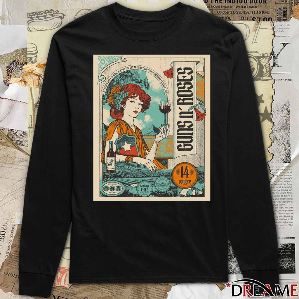 Poster Guns N’ Roses Santiago Chile Tour On October 14 2025 t-shirt