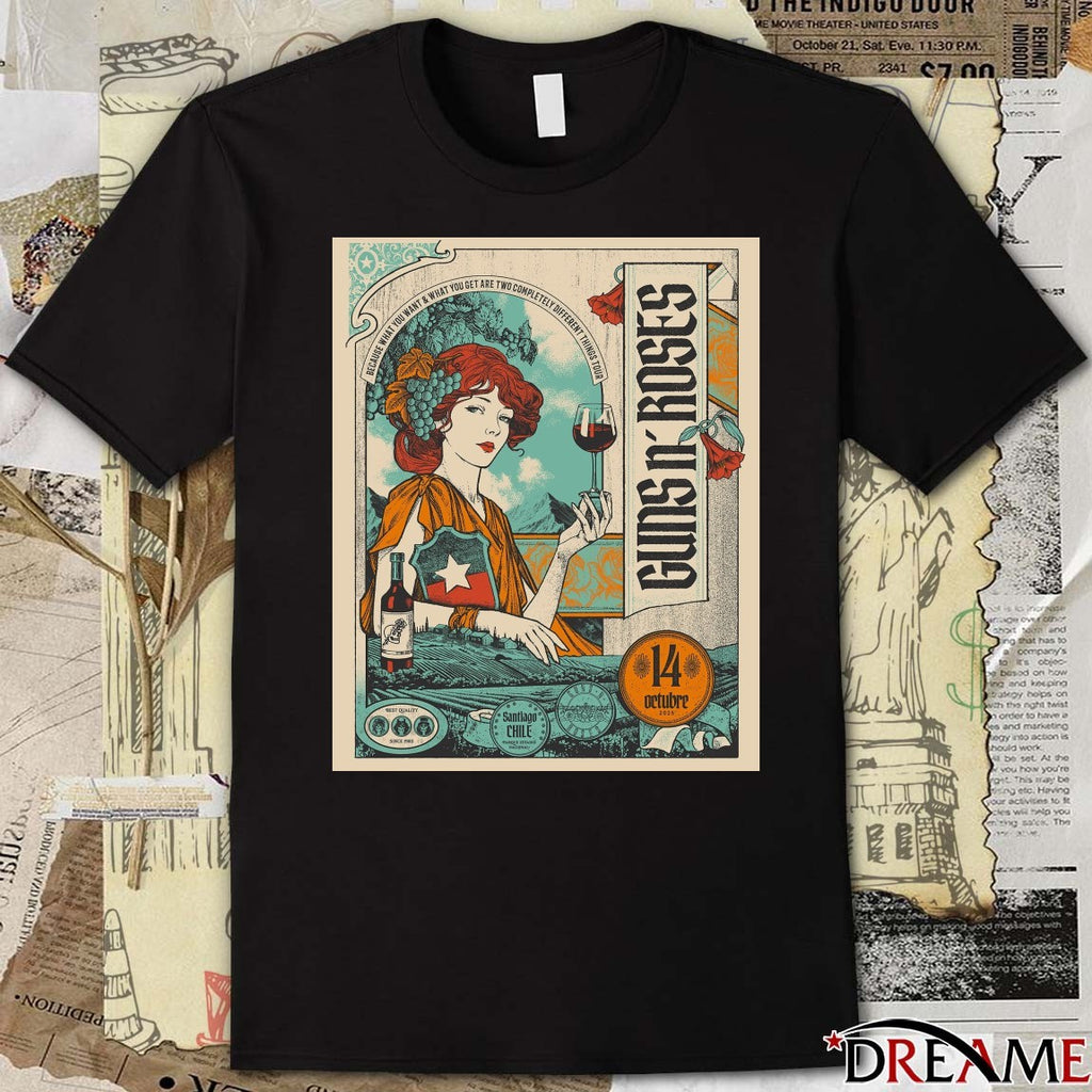 Poster Guns N’ Roses Santiago Chile Tour On October 14 2025 t-shirt