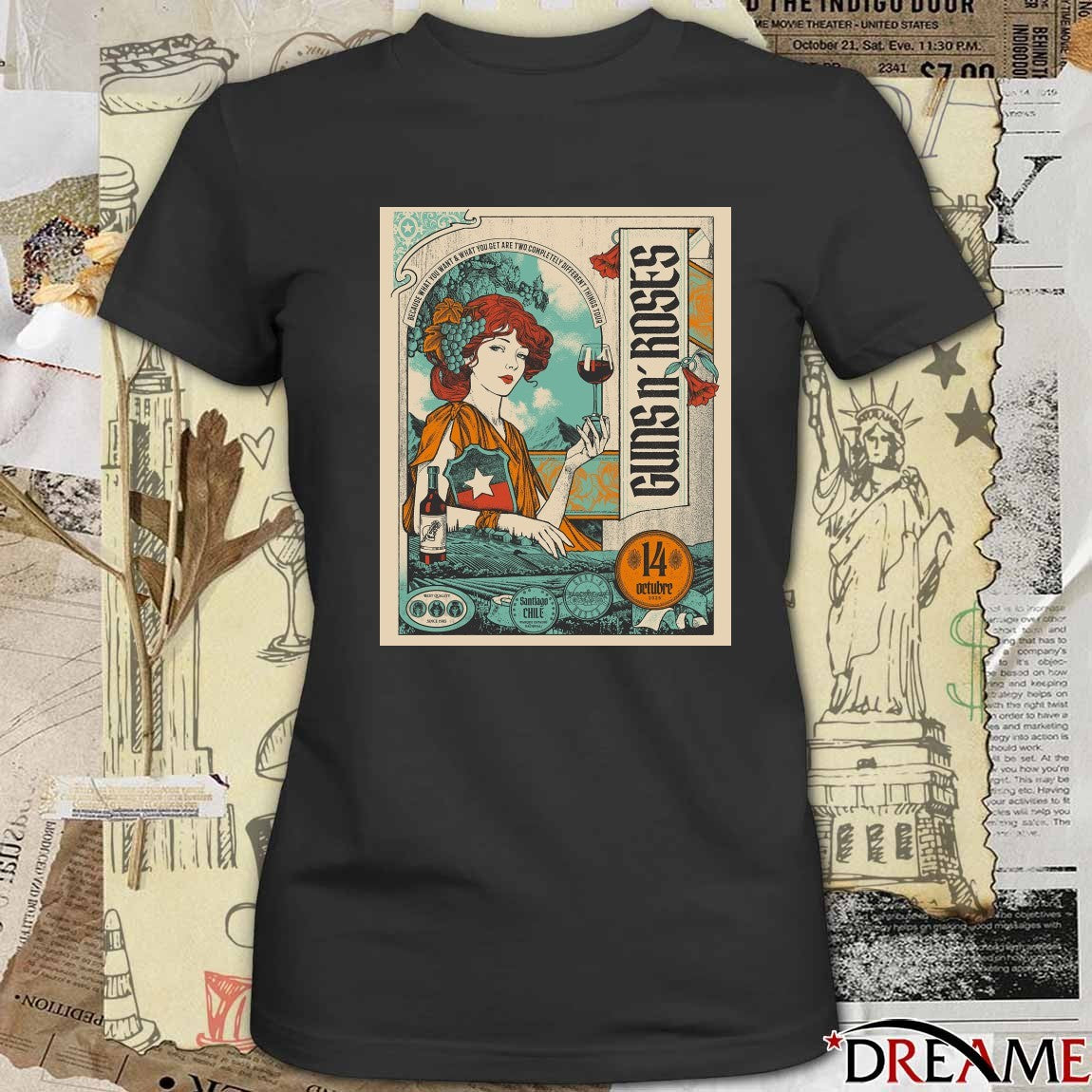 Poster Guns N’ Roses Santiago Chile Tour On October 14 2025 t-shirt