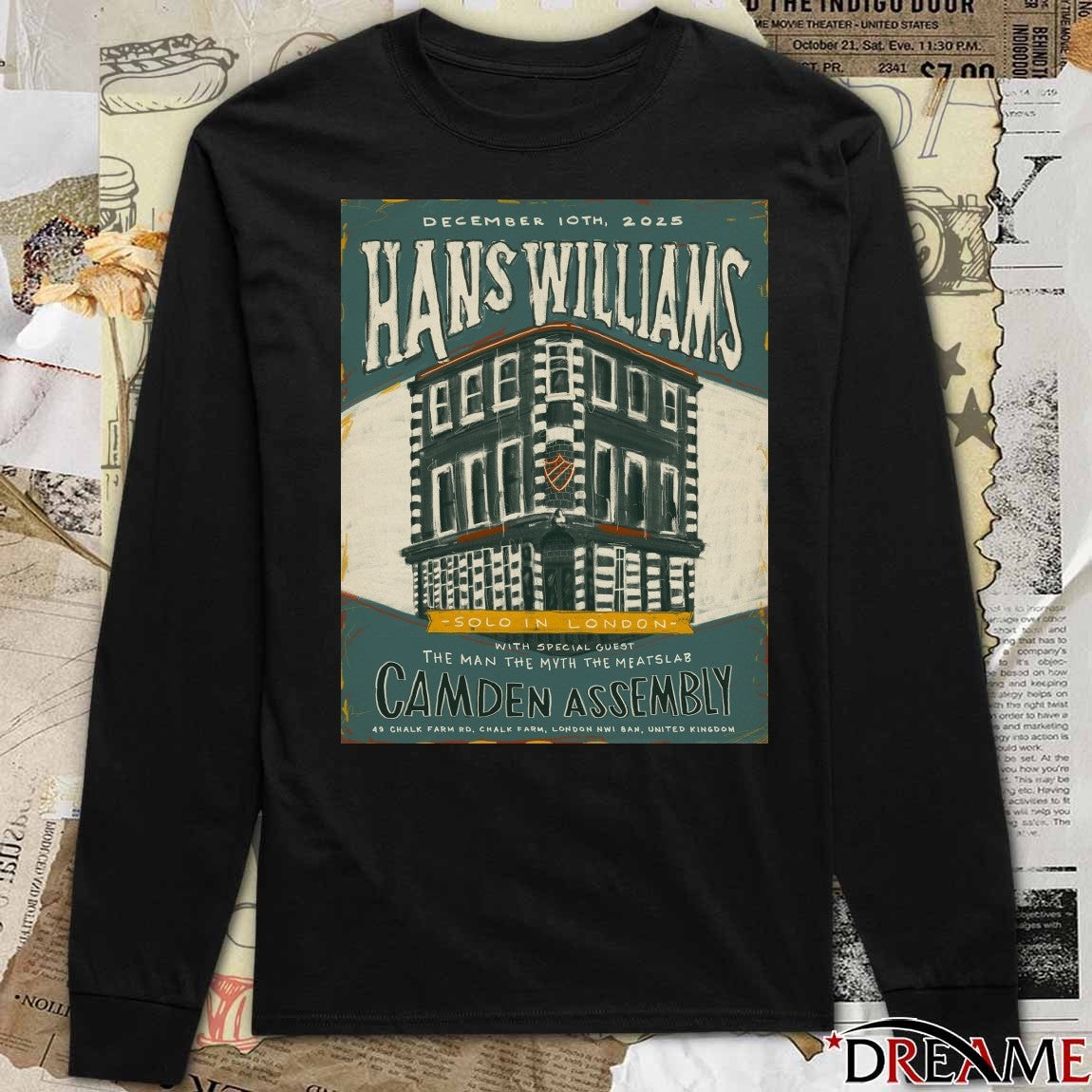 Poster Hans Williams December 10 2025 Camden Assembly in London Event t-shirt