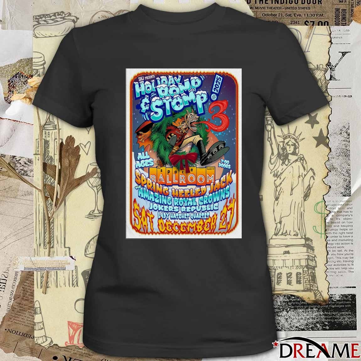 Poster Holiday Romp Space Ballroom December 27 2025 Hamden, CT t-shirt