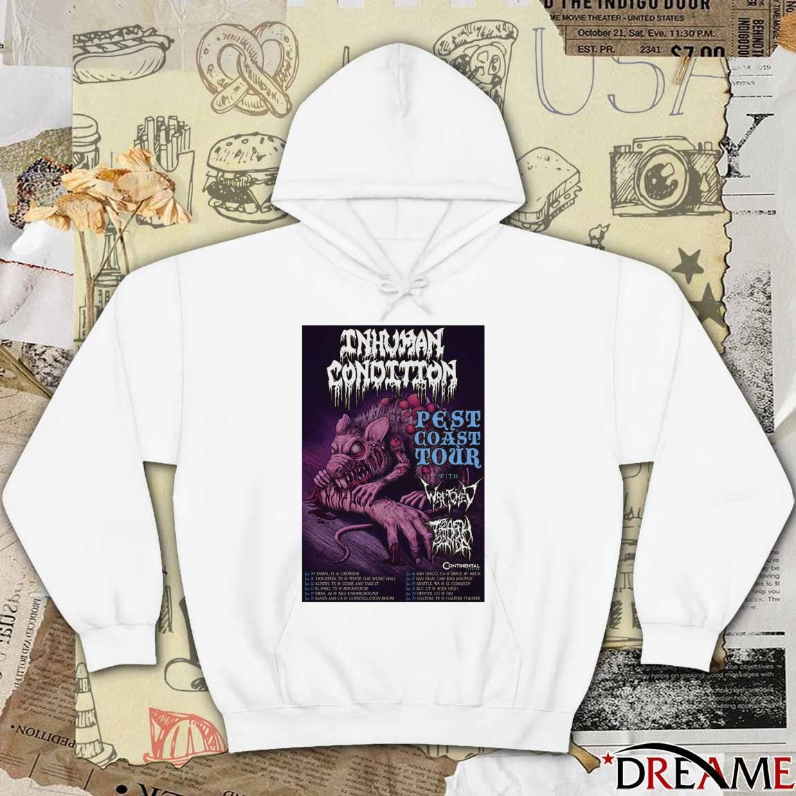 Poster Inhuman Condition January 09 – 24 2026 Pest Coast Tour t-shirt