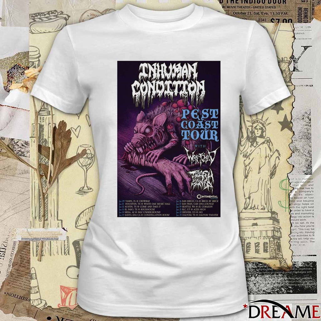 Poster Inhuman Condition January 09 – 24 2026 Pest Coast Tour t-shirt
