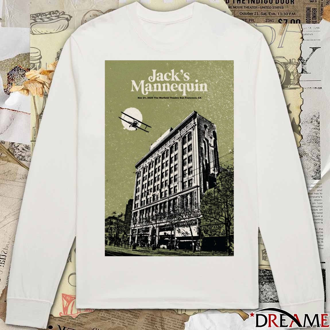 Poster Jack’s Mannequin November 21 2025 The Warfield Theatre San Francisco Event t-shirt