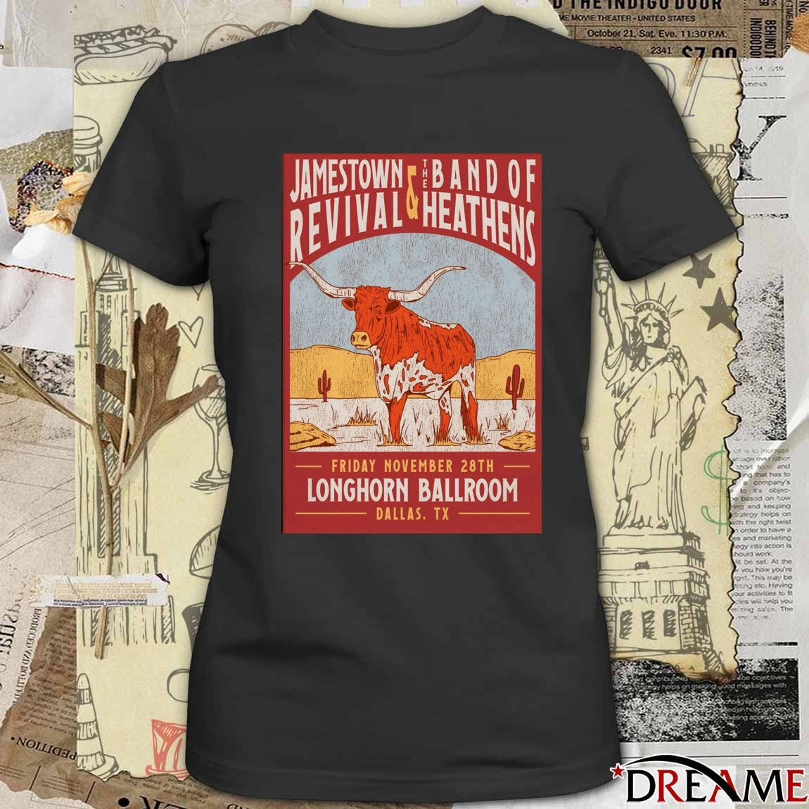 Poster Jamestown Revival And The Band Of Heathens November 28 2025 Longhorn Ballroom Dallas TX t-shirt