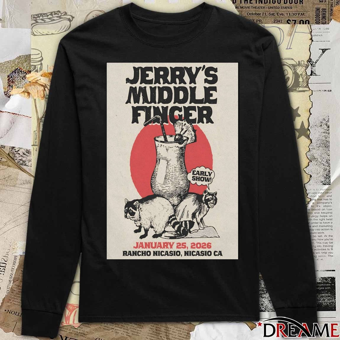 Poster Jerry’s Middle Finger Nicasio Event January 25 2026 t-shirt