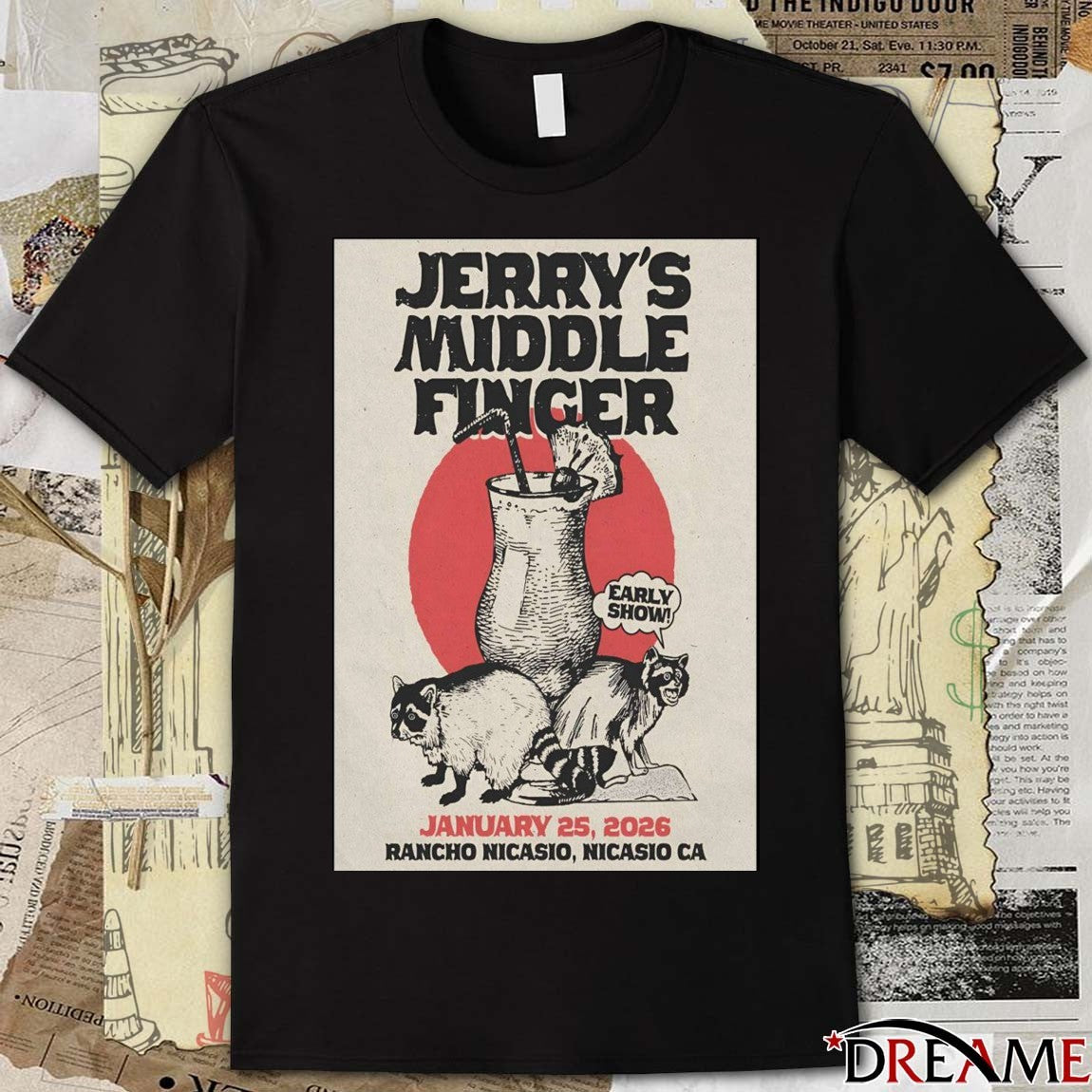 Poster Jerry’s Middle Finger Nicasio Event January 25 2026 t-shirt
