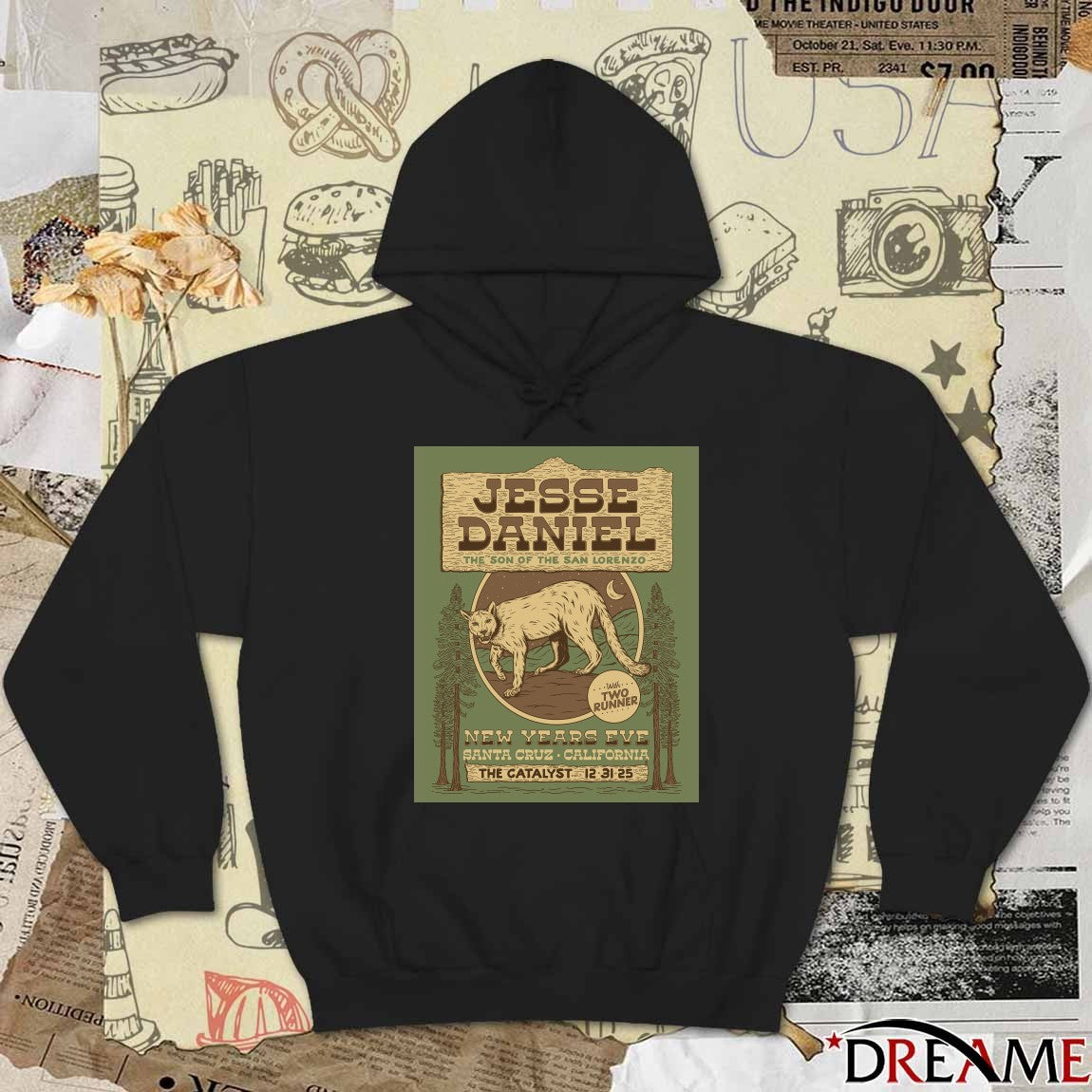 Poster Jesse Daniel December 31 2025 The Catalyst Santa Cruz CA t-shirt