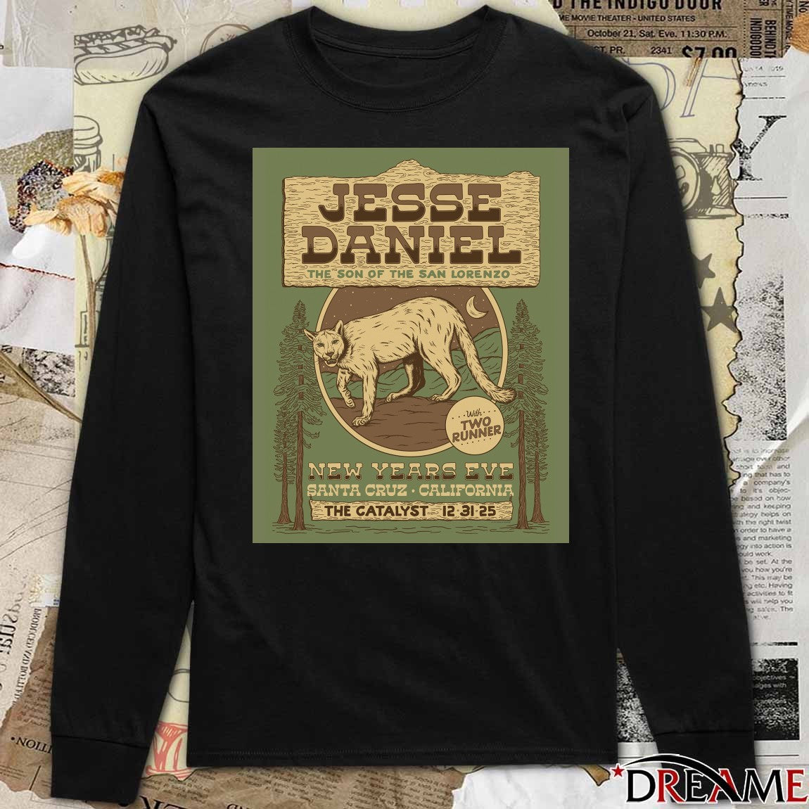 Poster Jesse Daniel December 31 2025 The Catalyst Santa Cruz CA t-shirt