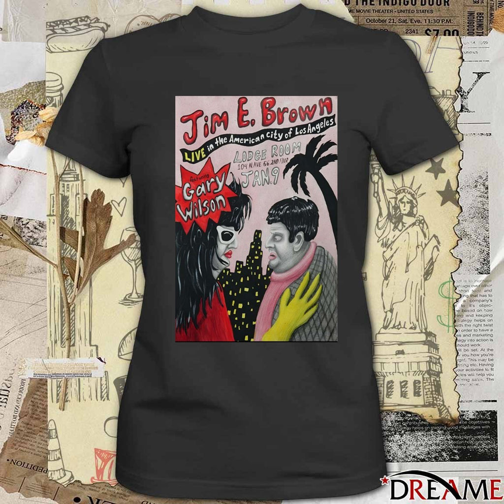 Poster Jim E. Brown January 9 2026 Lodge Room Highland Park in Los Angeles CA t-shirt