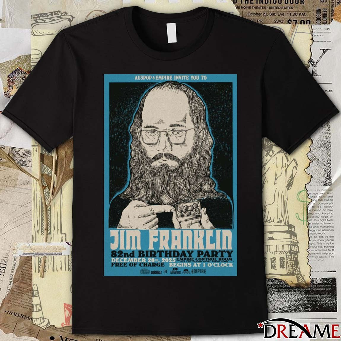 Poster Jim Franklin 82nd Birthday Party Empire Control Room December 28 2025 t-shirt