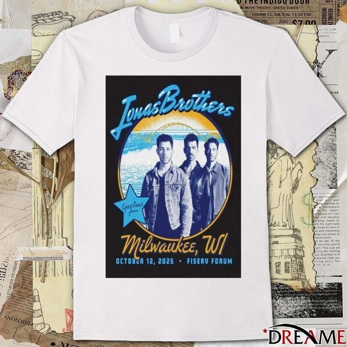 Poster Jonas Brothers October 12 2025 Fiserv Forum Milwaukee WI t-shirt