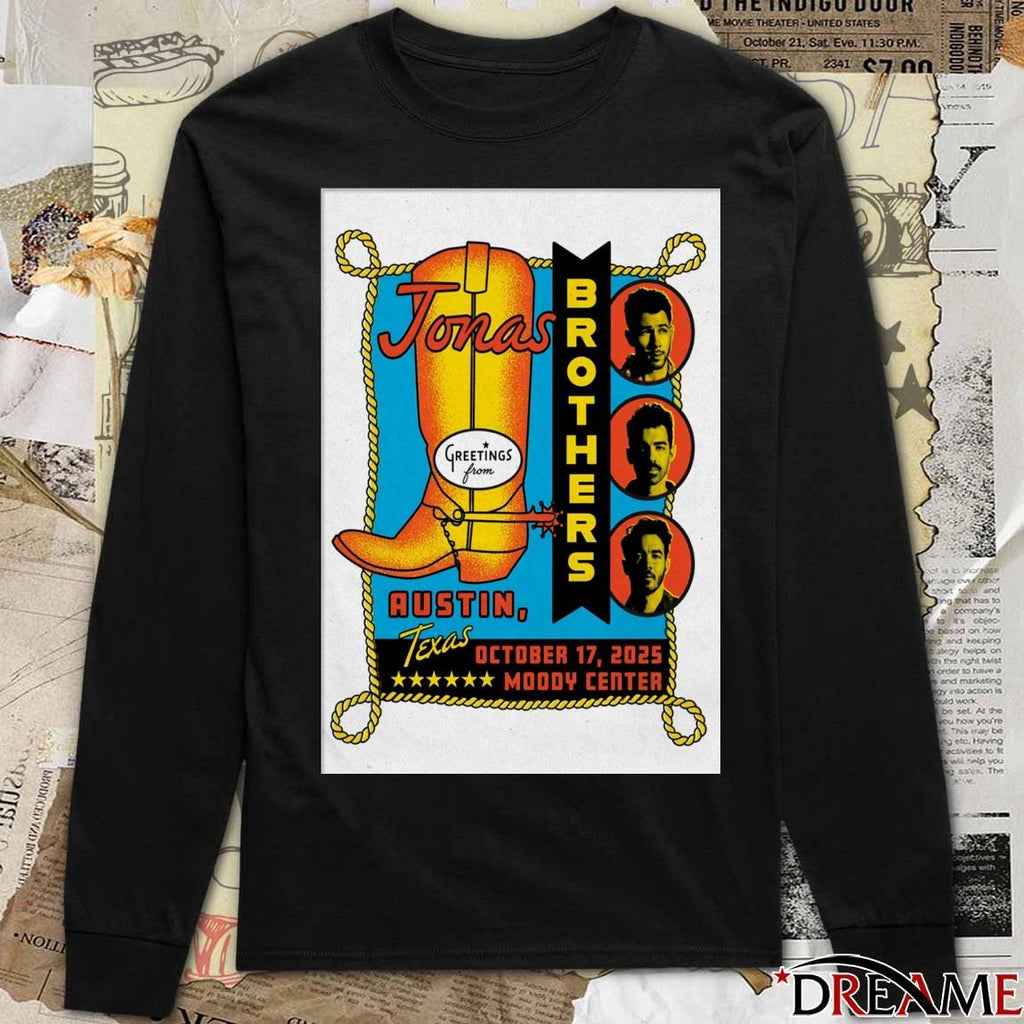 Poster Jonas Brothers October 17 2025 Moody Center Austin Event t-shirt